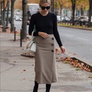 Zara houndstooth checkered midi skirt